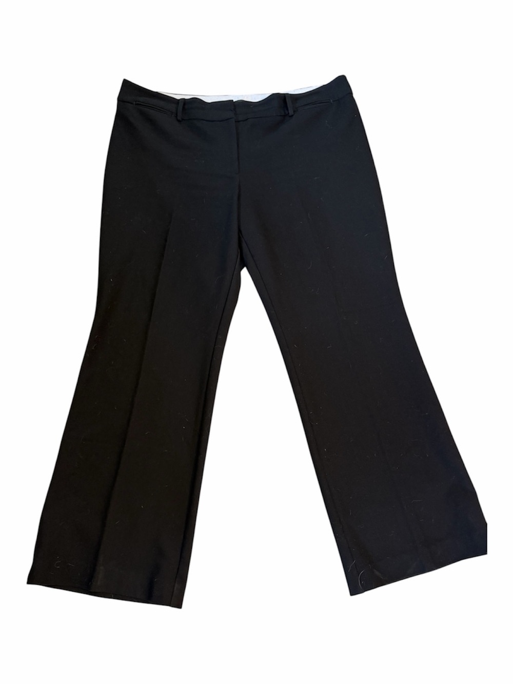 LOFT Julie Black Trouser Flat Front Bootcut Twill Pockets Button Zip Size 18 x31